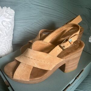 TOMS Ibiza Tan Suede Women's Heeled Sandals